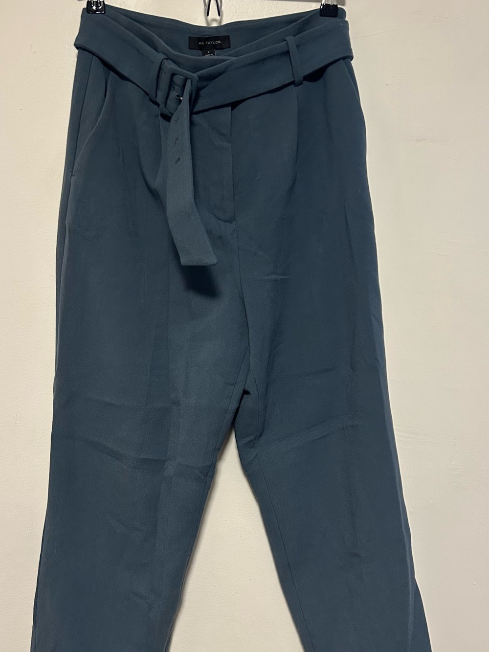 Ann Taylor Womens Belted Trousers in Deep Teal